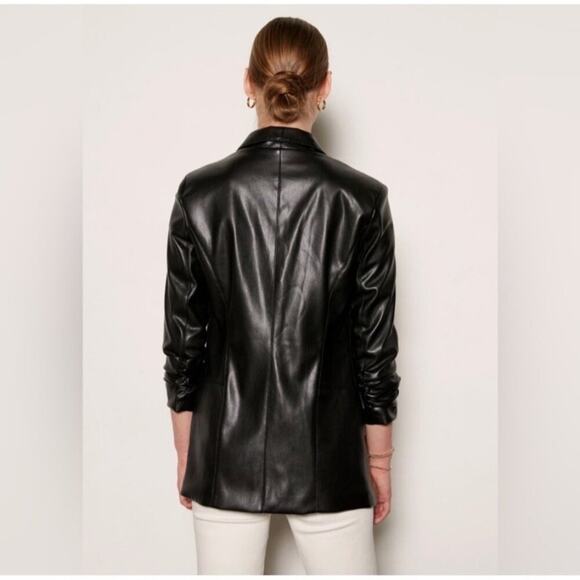 Tart Collection Kia Vegan Leather Blazer in Black Size Small - Picture 6 of 11